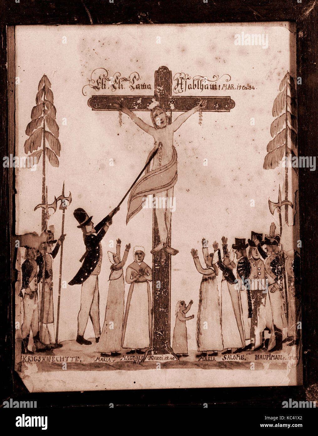 Dimensions de la Crucifixion, ca. En 1800, Virginia, United States, American, aquarelle sur papier blanc, 9 1/2 x 7 1/2 Banque D'Images