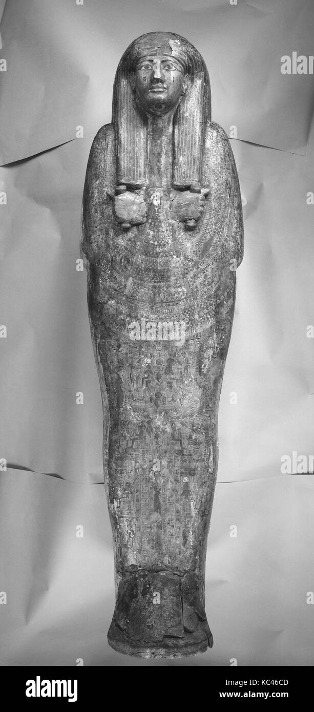 Cercueil en bois peint, troisième période intermédiaire, Dynasty 21, ca. 1070-945 av. J.-C., de l'Egypte, la Haute Égypte, Thèbes, Bois, plâtre Banque D'Images