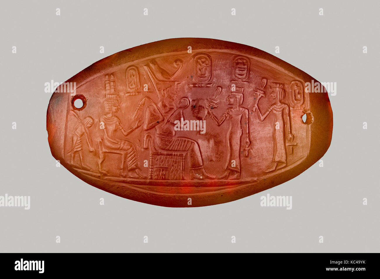 Plaque sculptée d'Amenhotep III, nouveau royaume, Dynasty 18, ca. 1390-1352 av. J.-C., de l'Egypte, la cornaline, h. 2,3 cm (7/8 po) ; w. 4.1 Banque D'Images