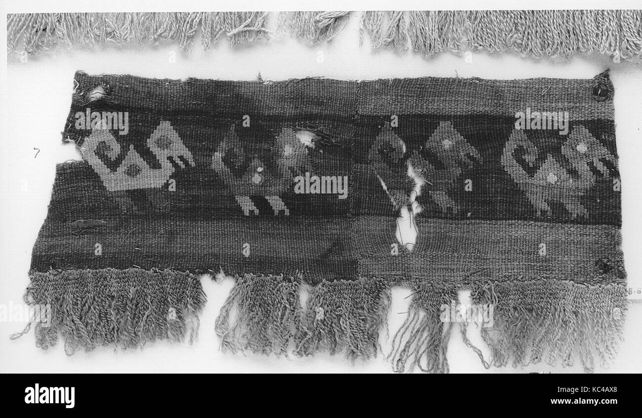 Fragment de tapisserie, 10e-15e siècle, le Pérou, le Pérou ; côte centrale ( ?), les cheveux des camélidés, coton, Total : 4 3/4 x 9 3/4 in. (12,07 x 2 Banque D'Images