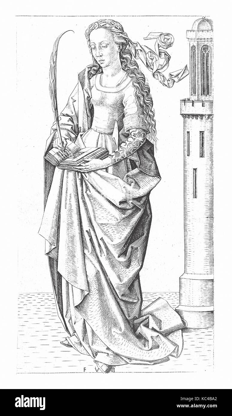 Sainte-barbe, fin du 15e siècle, gravure, estampes, Maître FVB (active, Russisch ca. 1475-1500 Banque D'Images Sainte-barbe, fin du 15e siècle, gravure, estampes, Maître FVB (active, Russisch ca. 1475-1500 Banque D'Images