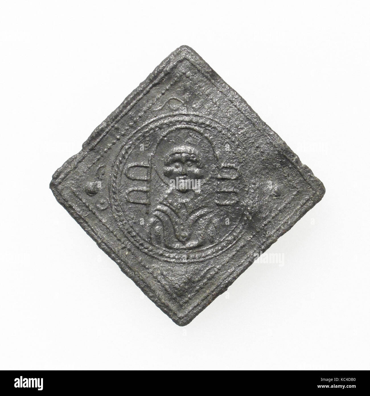 L'insigne du pèlerin, 15e siècle, le français, le plomb, Total : 1 1/2 x 1 7/16in. (3.8 x 3.7cm), Metalwork-Lead Banque D'Images