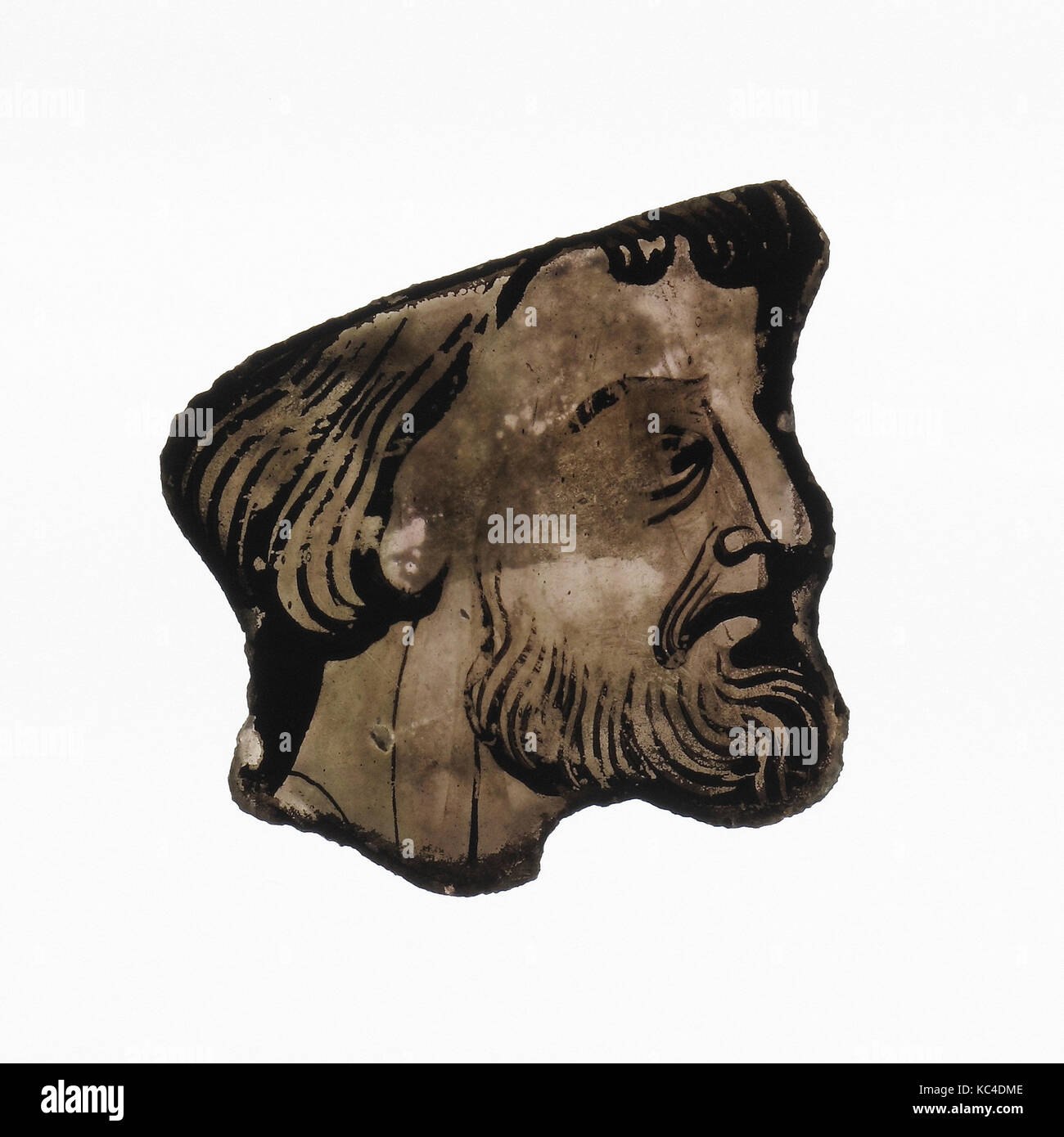 Profil d'un homme barbu, ca. 1235, faite à Rouen, France, Français, Pot métal verre, vitreux de la peinture, de la teinture à l'arrière, Total : 21 Banque D'Images