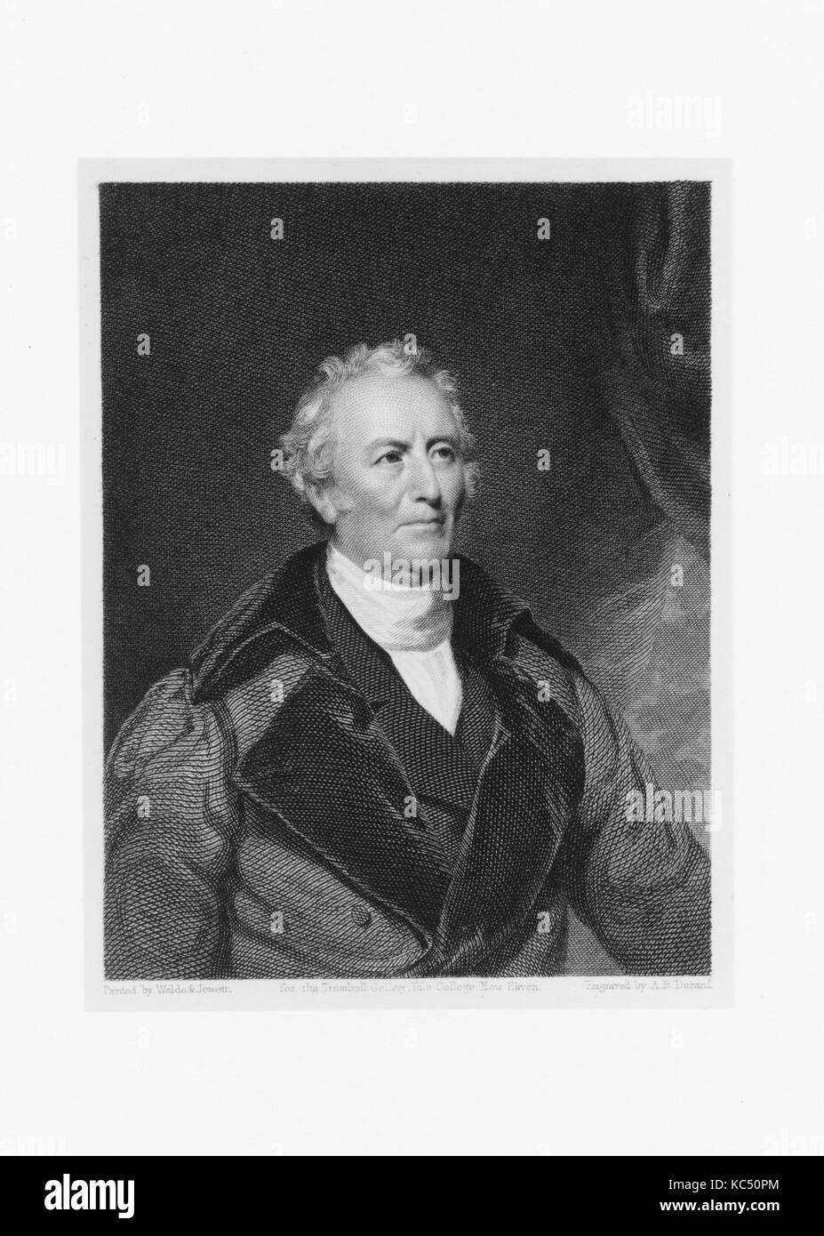 John Trumbull, 1833, gravure sur papier, 5 3/4 x 4 5/8 in. (14,6 x 11,7 cm), estampes, Asher Brown Durand (Américain, Jefferson Banque D'Images