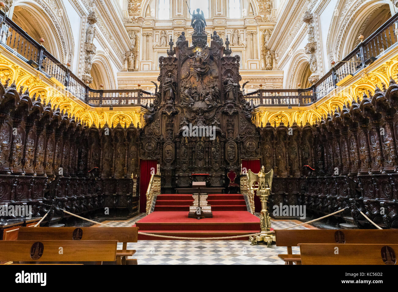 Coro, chœur avec chaises de la cathédrale, baroque, mezquita, Cathédrale, Mezquita-Catedral de Córdoba, Cordoue Banque D'Images
