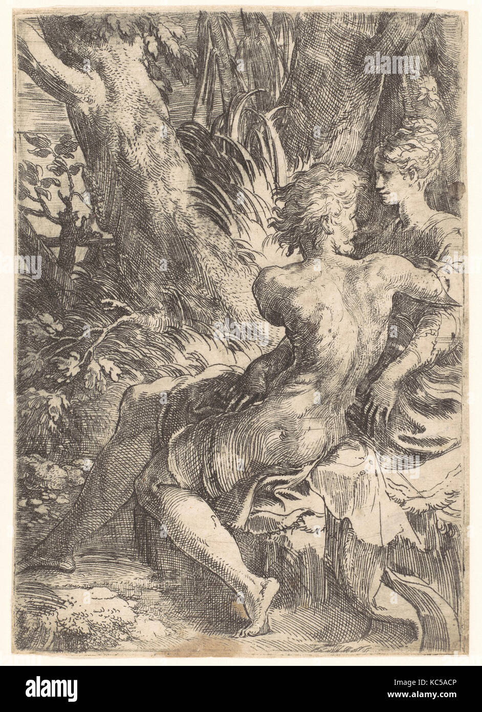 Les amoureux, 1527-1530, Eau-forte ; deuxième état de deux, 5 7/8 x 4 1/8 in. (14,9 x 10,5 cm), Impressions, Parmigianino (Girolamo Banque D'Images