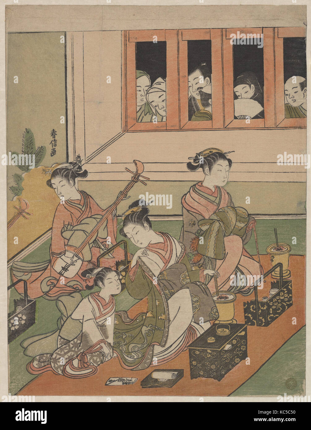 Les Veilleurs et les regarda, Suzuki Harunobu, 1764-72 Banque D'Images