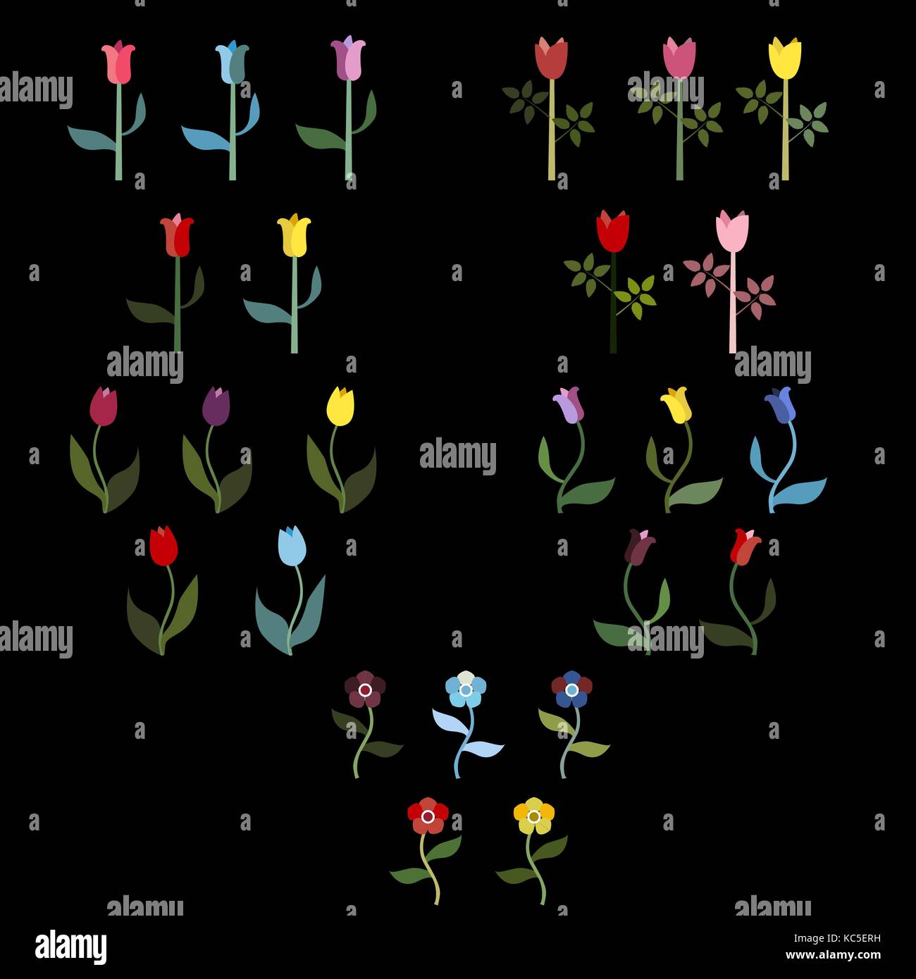 Beau printemps fleurs collection fantaisie délicate.. Illustration de Vecteur