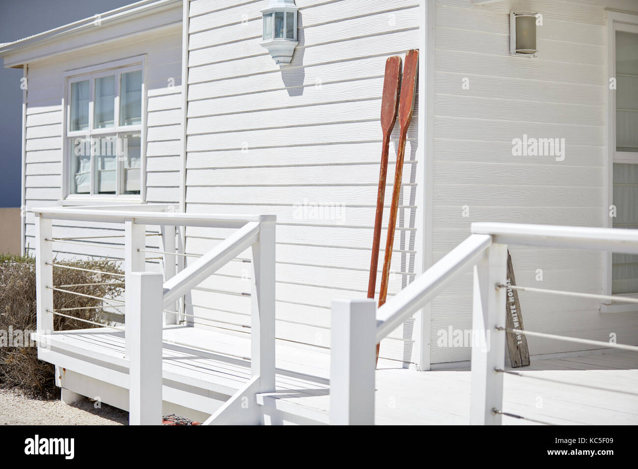 Maison de plage en bois blanc Banque D'Images