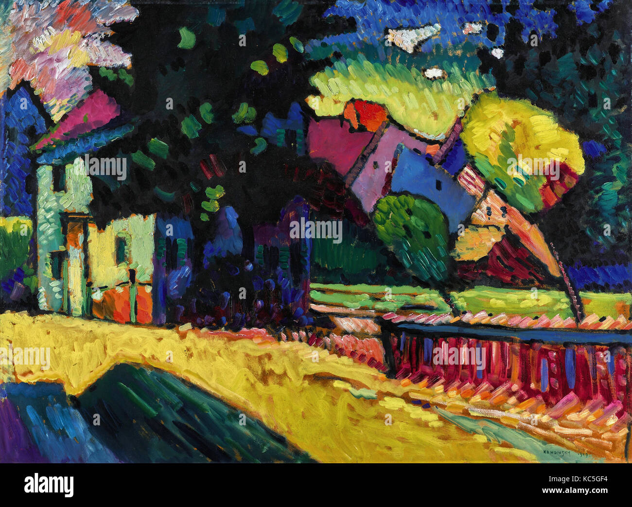Wassily Kandinsky Murnau paysage avec maison verte - 1909 Banque D'Images