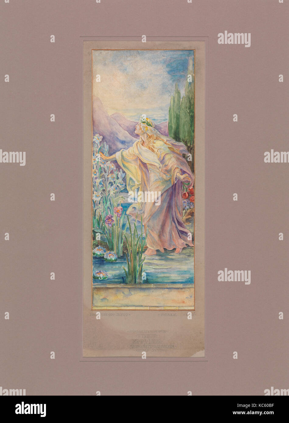 Conception pour fenêtre, Tiffany Studios, fin du xixe ou début du xxe siècle Banque D'Images