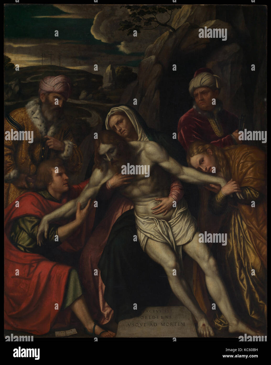 La mise au tombeau, 1554, huile sur toile, 94 1/2 x 74 1/2 in. (240 x 189,2 cm), peintures, Moretto da Brescia (Alessandro Bonvicino Banque D'Images