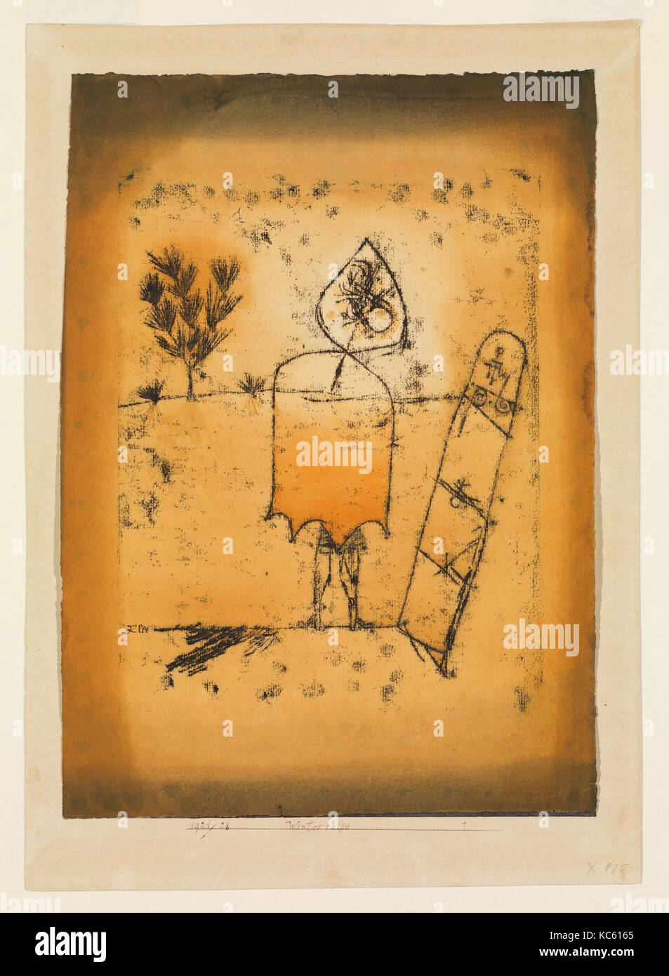 Voyage d'hiver, 1921, Aquarelle et encre d'impression sur papier transfert, bordé par l'encre, monté sur carton, 17 7/8 × 12 5/8 Banque D'Images
