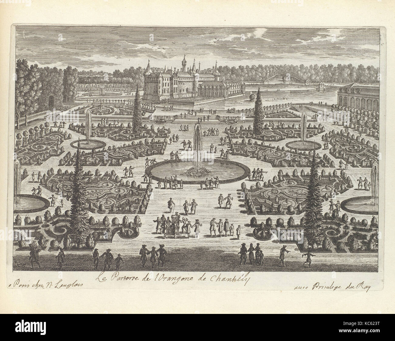 Le parterre de l'Orangerie de Chantilly, Adam Perelle, 1680 Banque D'Images