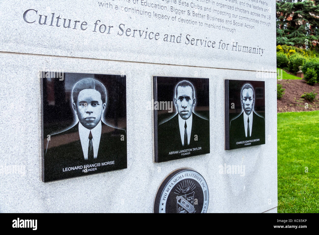 Washington DC,Howard University,historiquement Black College,campus,enseignement supérieur,Phi Beta Sigma Centennial,monument,fraternité,fondateurs,DC170525036 Banque D'Images