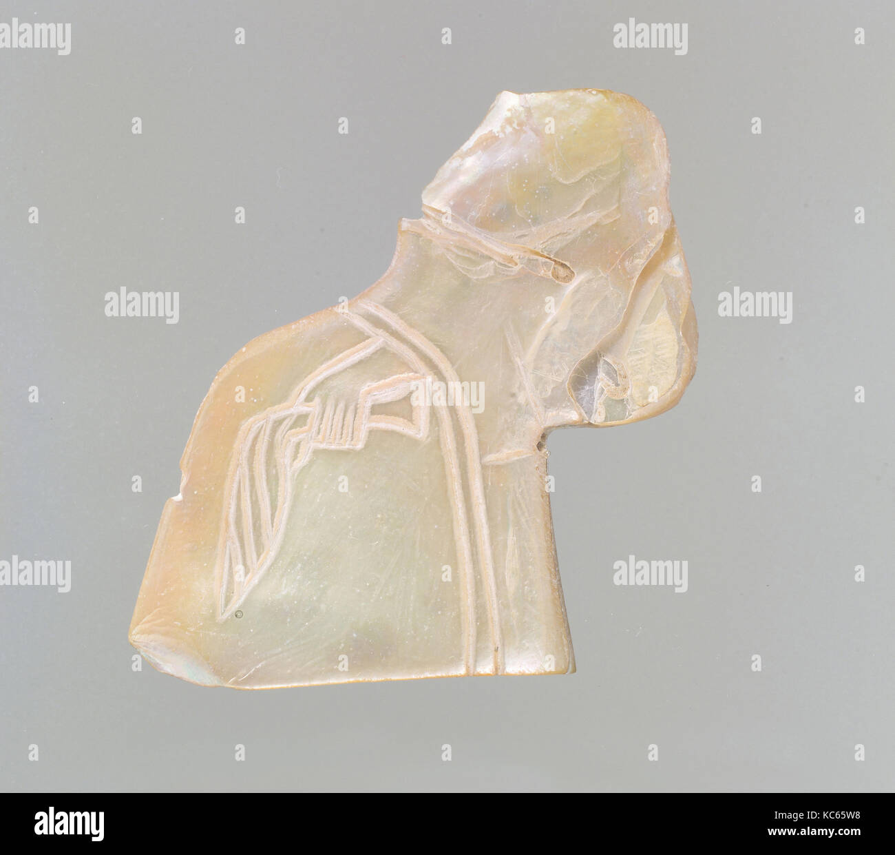 Inlay : Scène du banquet avec un personnage assis tenant une palme, ca. 2600-2500 av. Banque D'Images