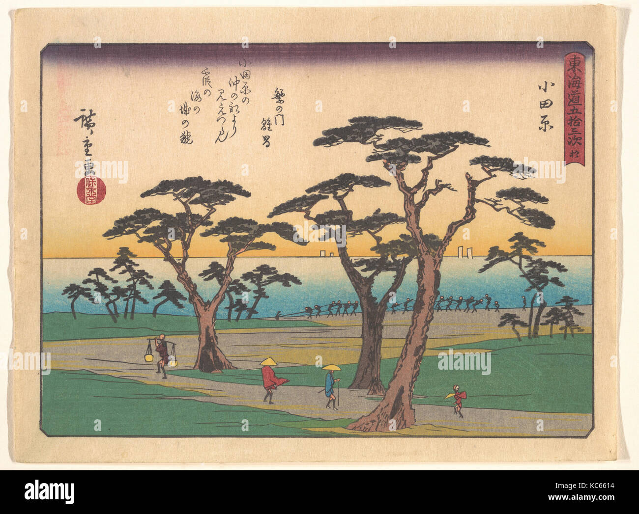 東海道五十三次 小田原, début xxe siècle, le Japon, l'estampe Polychrome ; l'encre et couleur sur papier, 7 x 9 in. (17,8 x 22,9 cm), d'impressions Banque D'Images