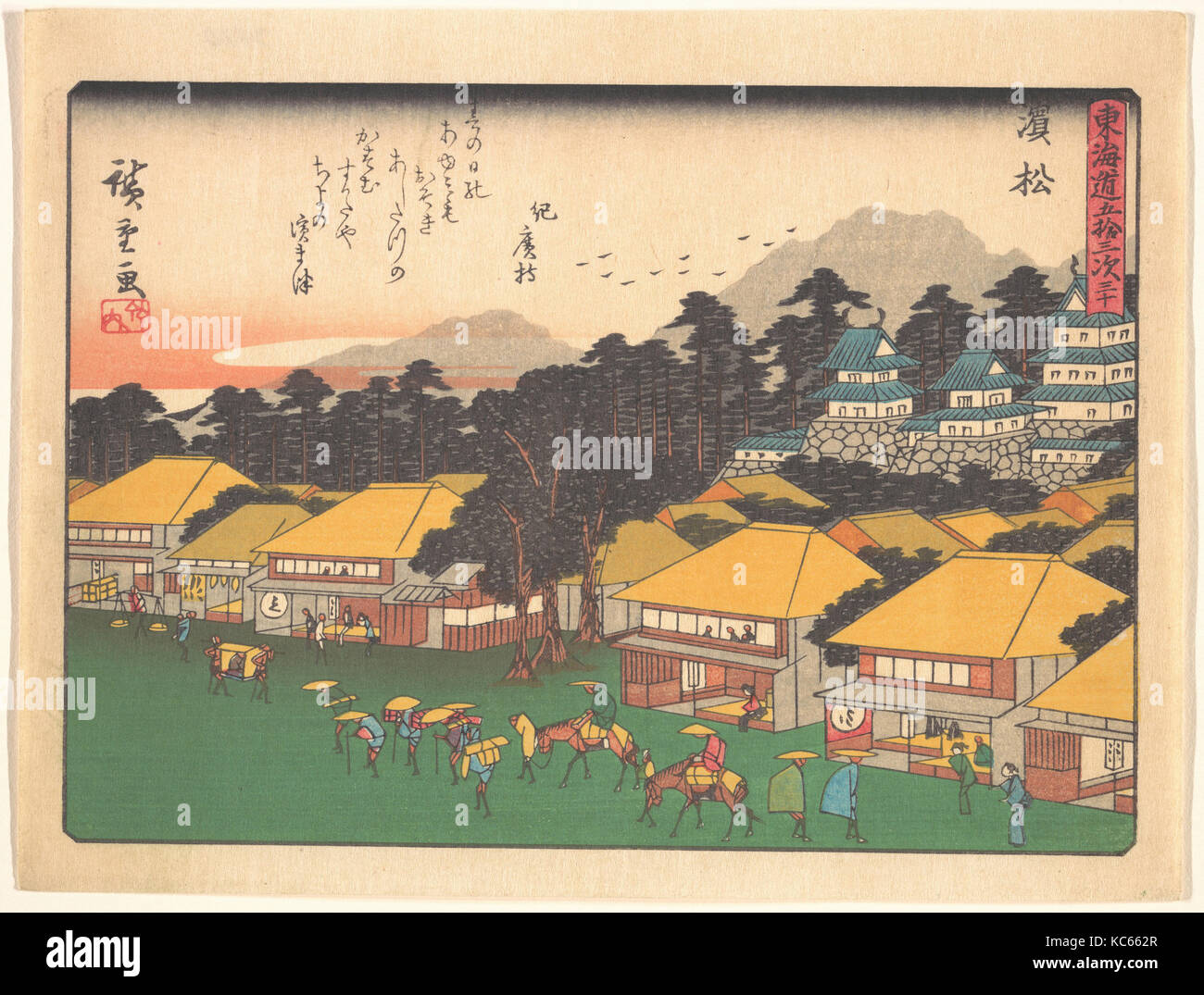 東海道五十三次 浜松, début xxe siècle, le Japon, l'estampe Polychrome ; l'encre et couleur sur papier, 7 x 9 in. (17,8 x 22,9 cm), d'impressions Banque D'Images