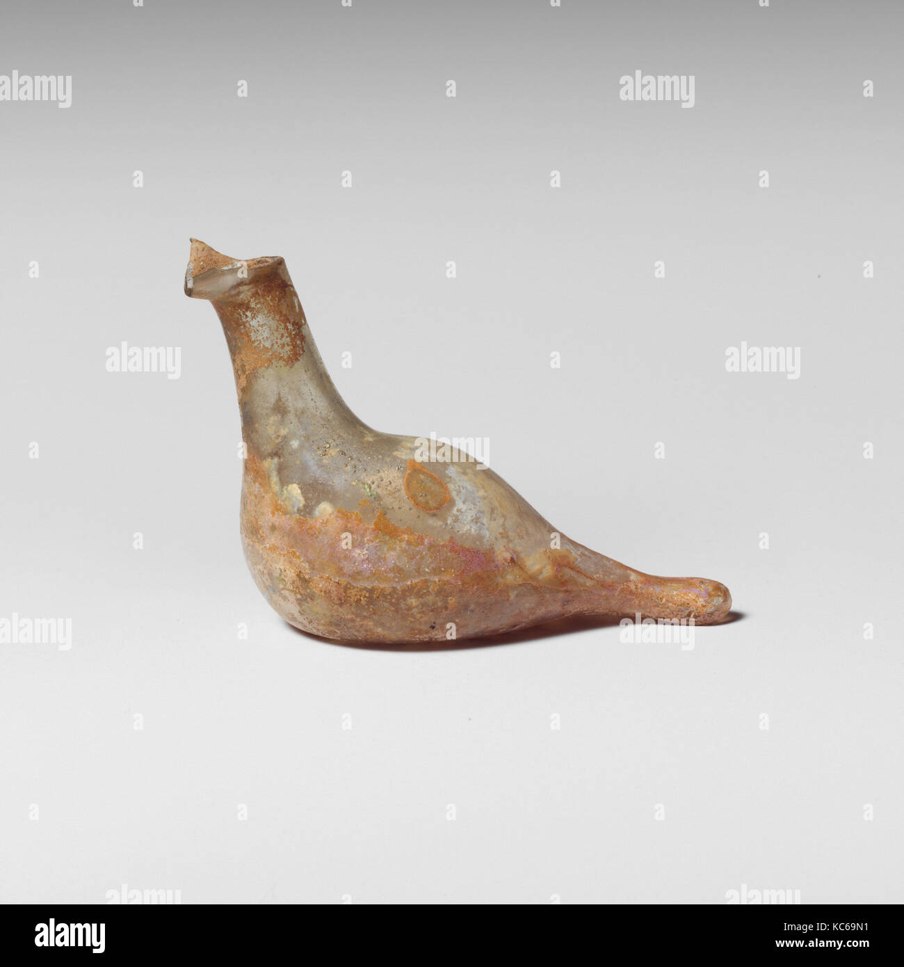 Le flacon en verre en forme d'oiseau, 1er 3e siècle A.D Banque D'Images
