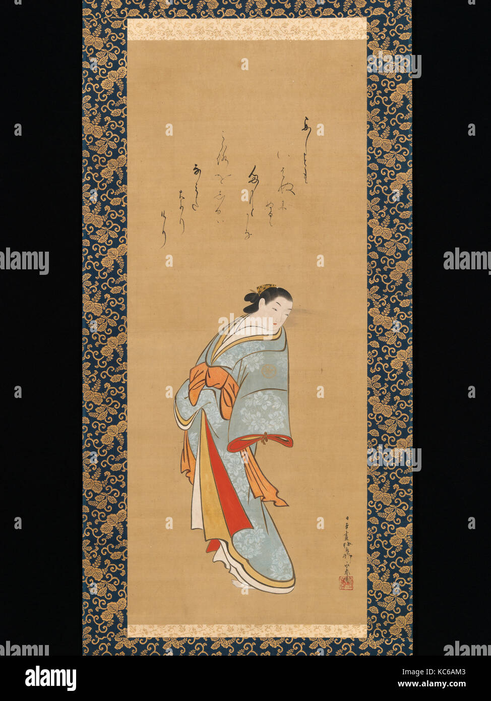 立姿遊女図 Baiōken, courtisane, Eishun, probablement 1720s Banque D'Images