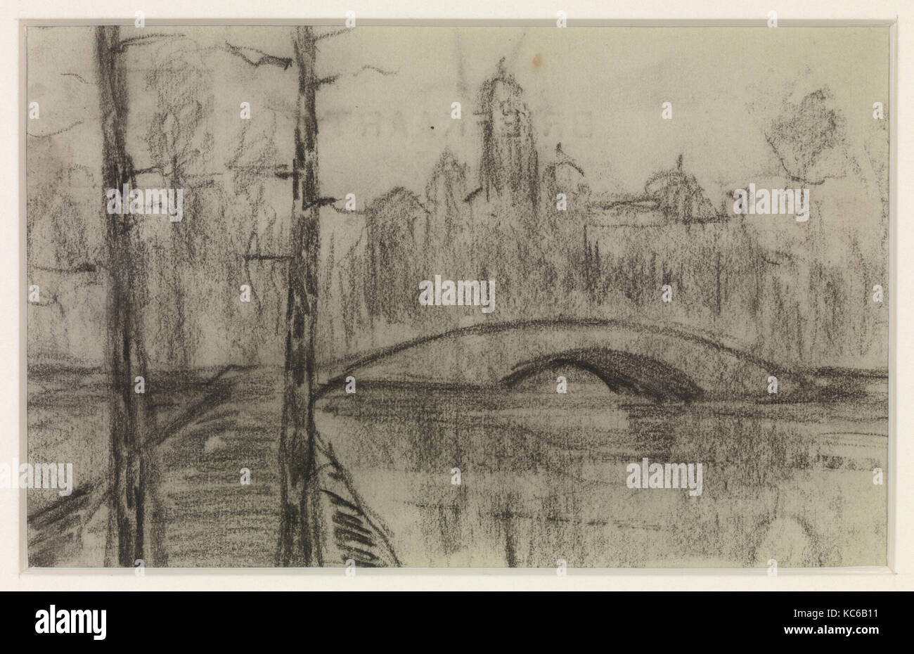 Sans titre (Rivière Paysage avec pont), Piet Mondrian, ca. 1897-1907 Banque D'Images