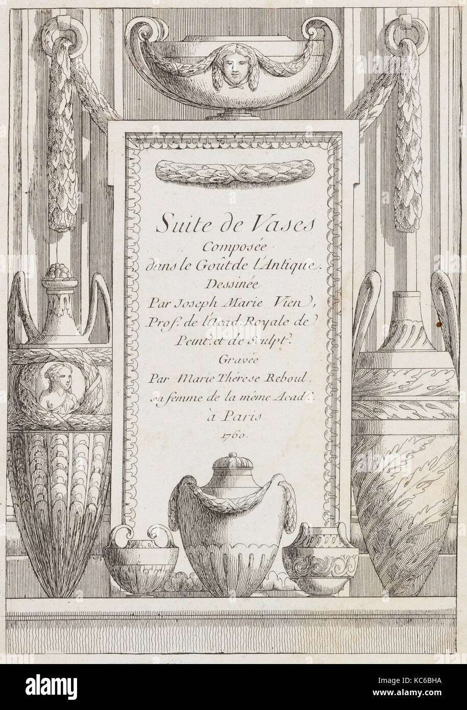 Suite de vases composée dans le goût de l'Antique..., 1760 Banque D'Images