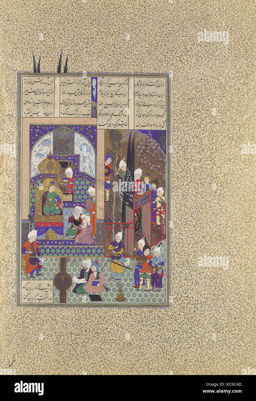 "Le Shah's Sages d'approuver le mariage de Zal', Folio 86v du Shahnama (Livre des Rois) de Shah Tahmasp Banque D'Images