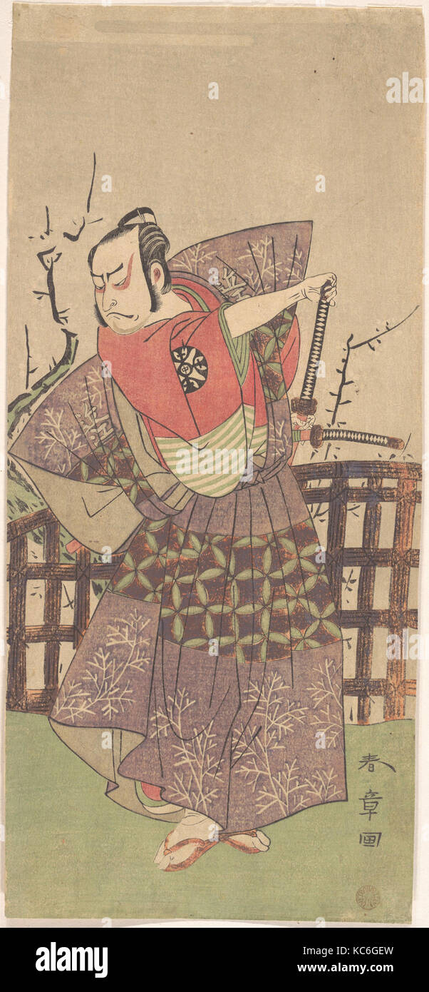 La première Nakamura Nakazo comme un samouraï habillé en, Katsukawa Shunshō Kamishimo, ca. 1775 Banque D'Images