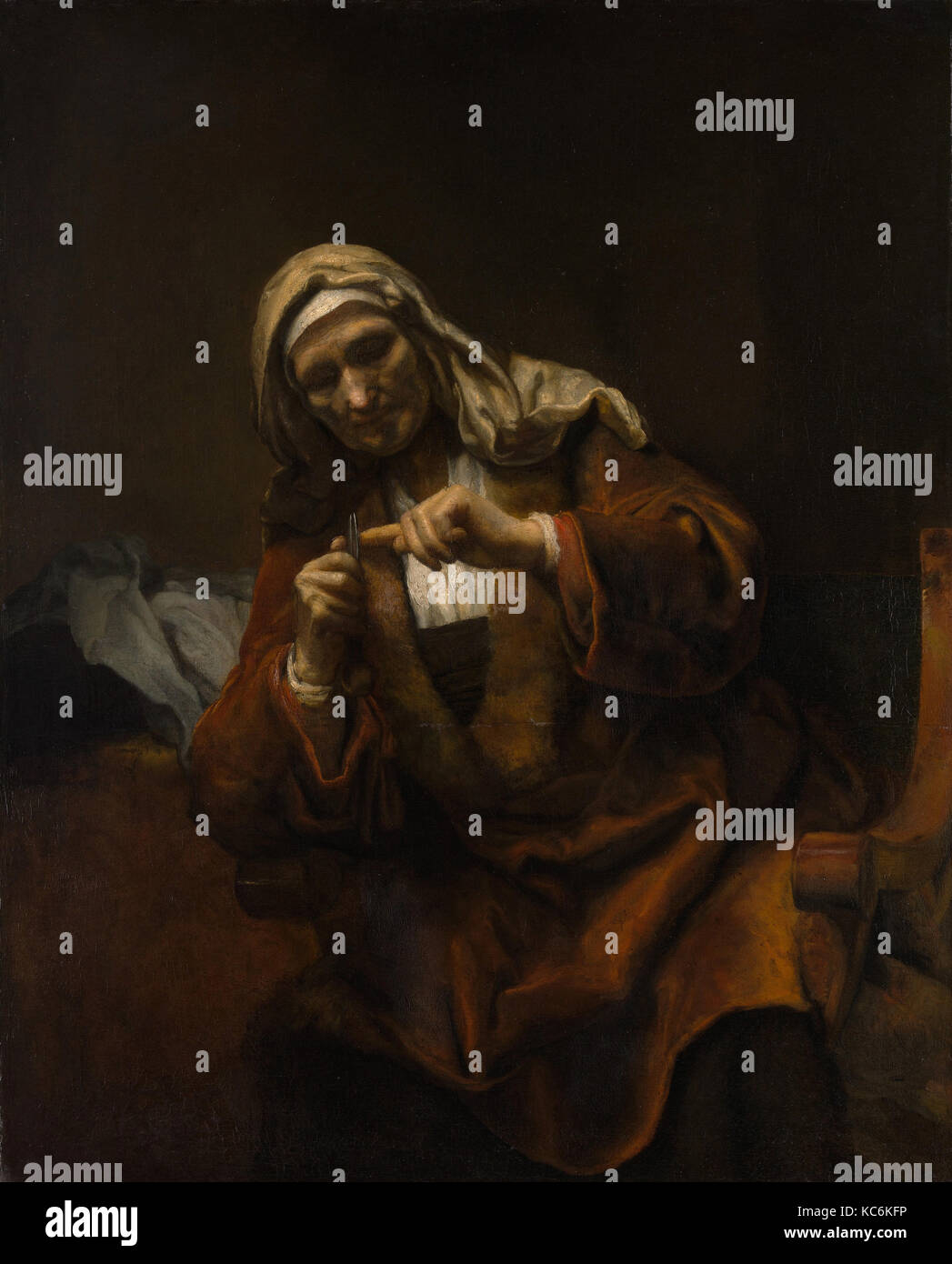 Coupe femme de ses ongles, le style de Rembrandt, ca. 1655-60 Banque D'Images