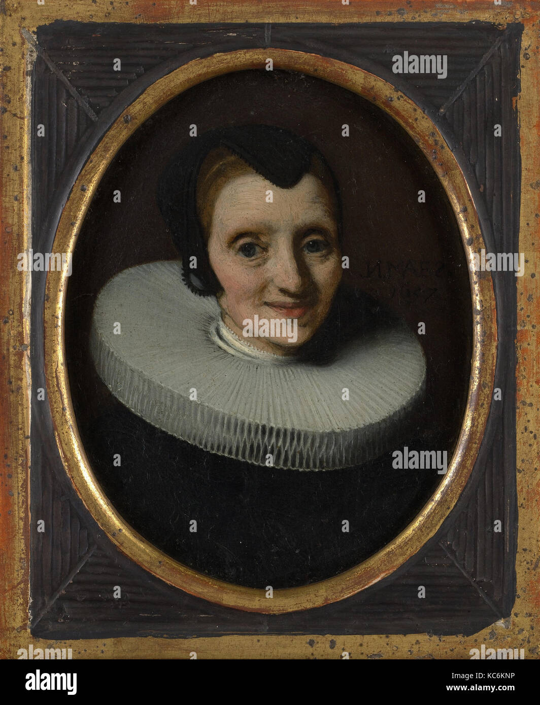 Portrait de femme, 1657, huile sur cuivre, 4 5/8 x 3 3/8 in. (117 x 86 mm), des miniatures, Nicolaes MAES (Néerlandais, Dordrecht 1634-1693 Banque D'Images