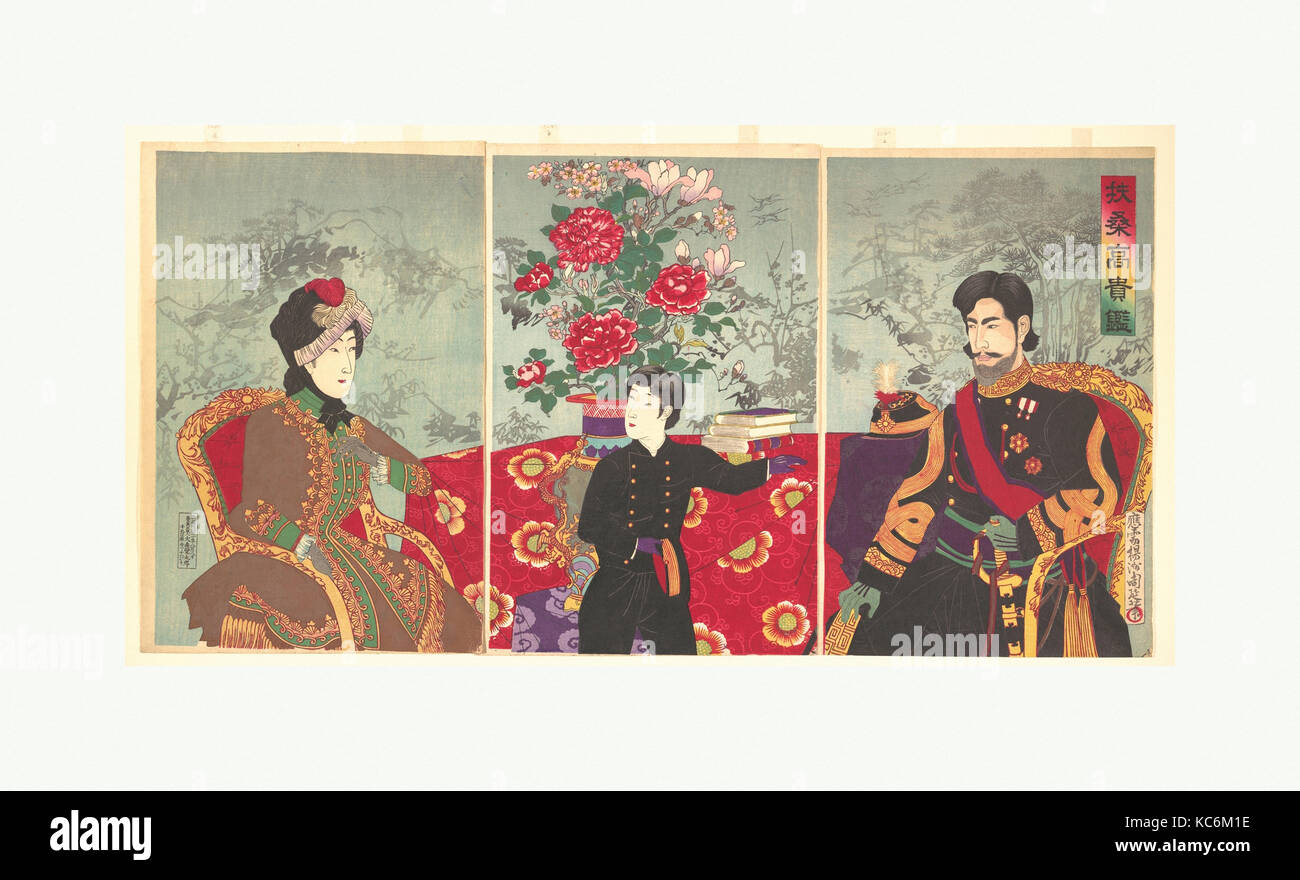 Un miroir de noblesse du japon : l'empereur Meiji, son épouse, et de l'Haru (Fūsō kōki kagami), '扶桑高貴鑑', période Meiji (1868-1912 Banque D'Images