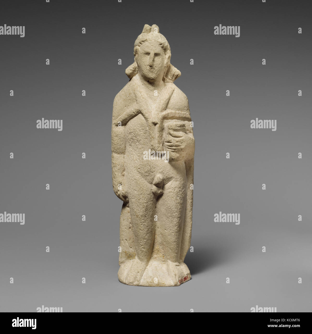 Statuette en pierre calcaire de Pan, hellénistique, 310-30 av. J.-C., chypriote, calcaire, Total : 9 × 3 × 1 1/2 in. (22,9 × 7,6 × 3,8 cm Banque D'Images