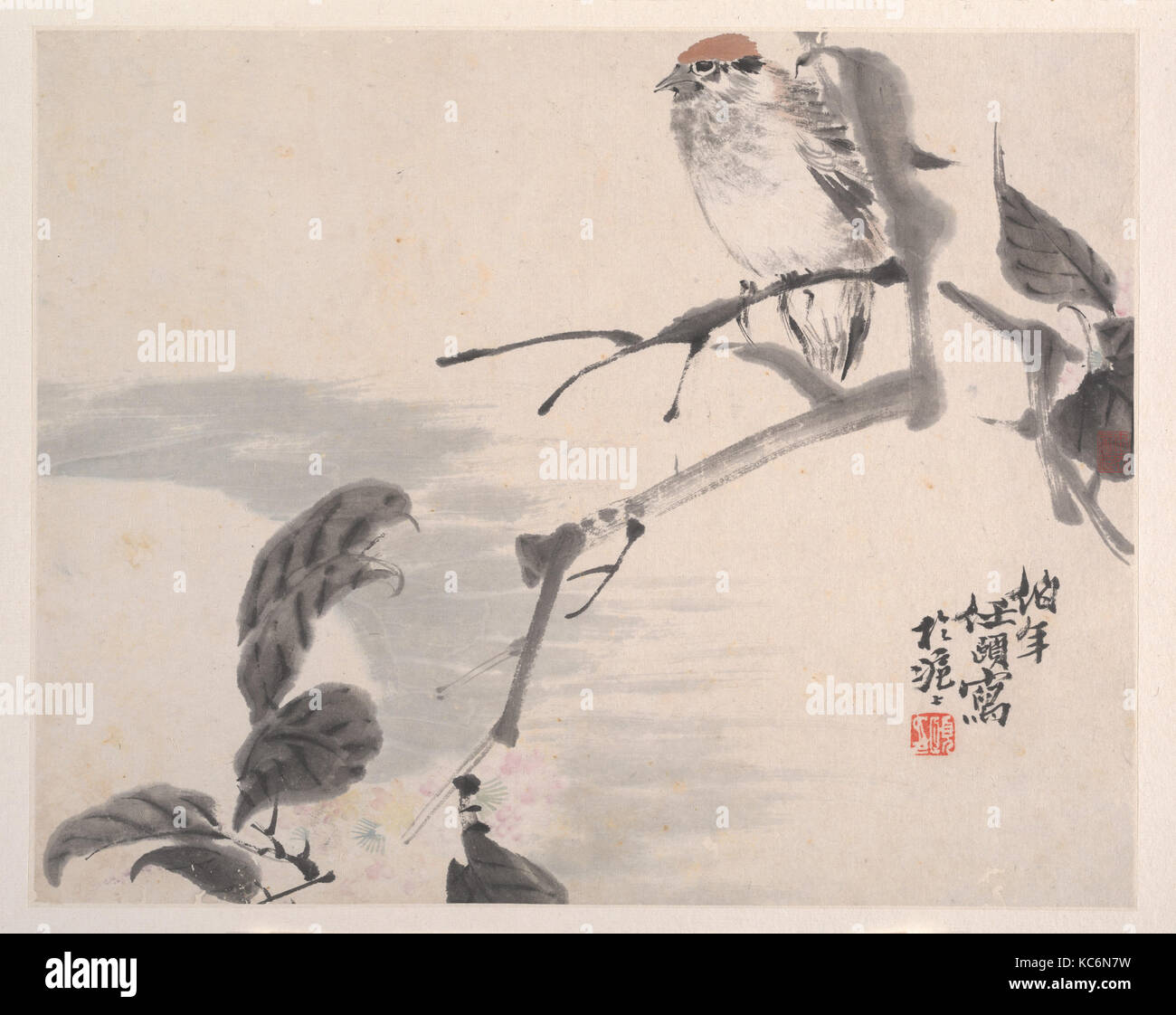 清 任頤 動物花鳥 冊頁八開, animaux, fleurs et oiseaux, Yi Ren, 19e siècle Banque D'Images