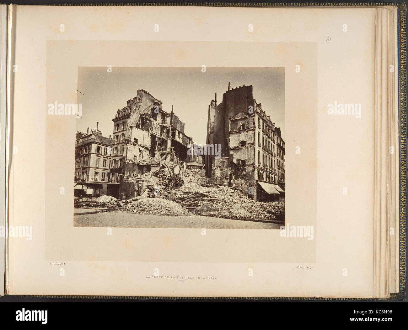 La place de la Bastille, Brûlé, Alphonse Liébert J., 1871 Banque D'Images