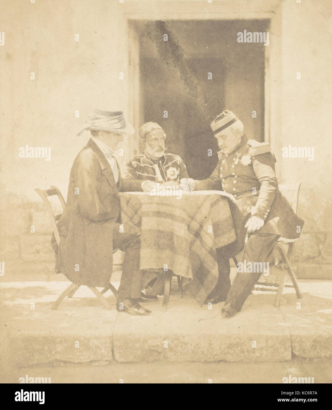 Le Conseil de guerre le matin de la prise de la mamelon. Lord Raglan, Omar Pasha, le maréchal Pélissier, Roger Fenton, 1855 Banque D'Images