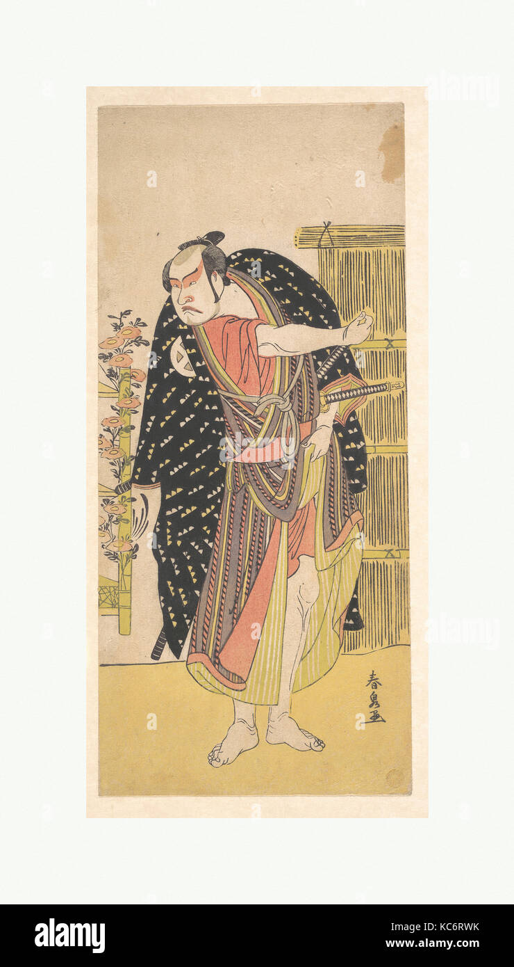 La troisième Ōtani II comme un samouraï debout près d'une grande clôture, Katsukawa Shunsen, ca. 1785 Banque D'Images