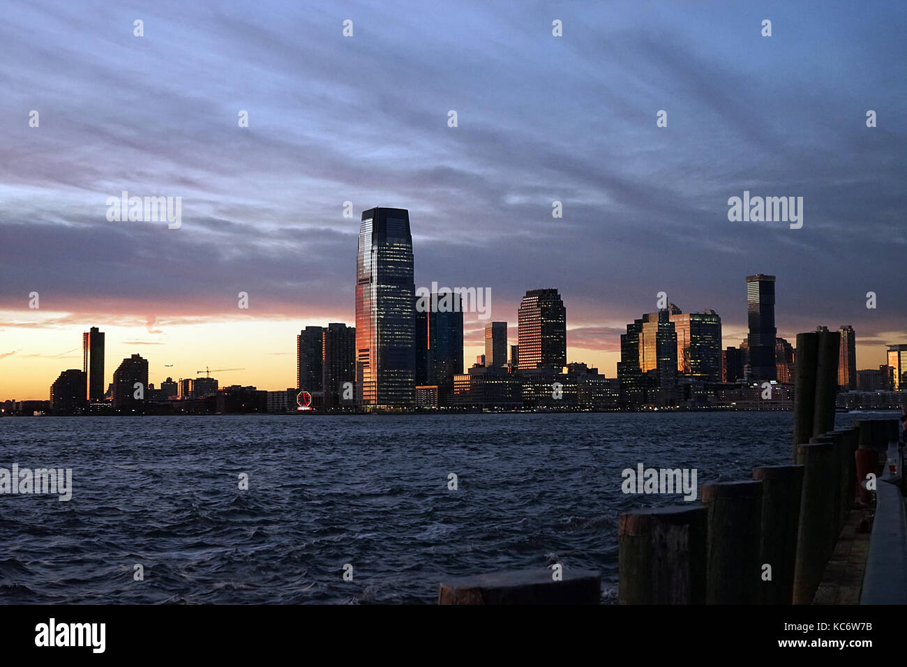 Le new jersey depuis manhattan côté avec river . Banque D'Images