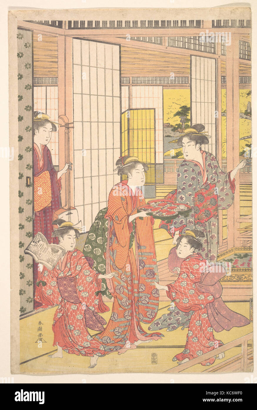 Une jeune femme avec un plateau de sucreries, Katsukawa Shunchō, 1780-1795 Banque D'Images