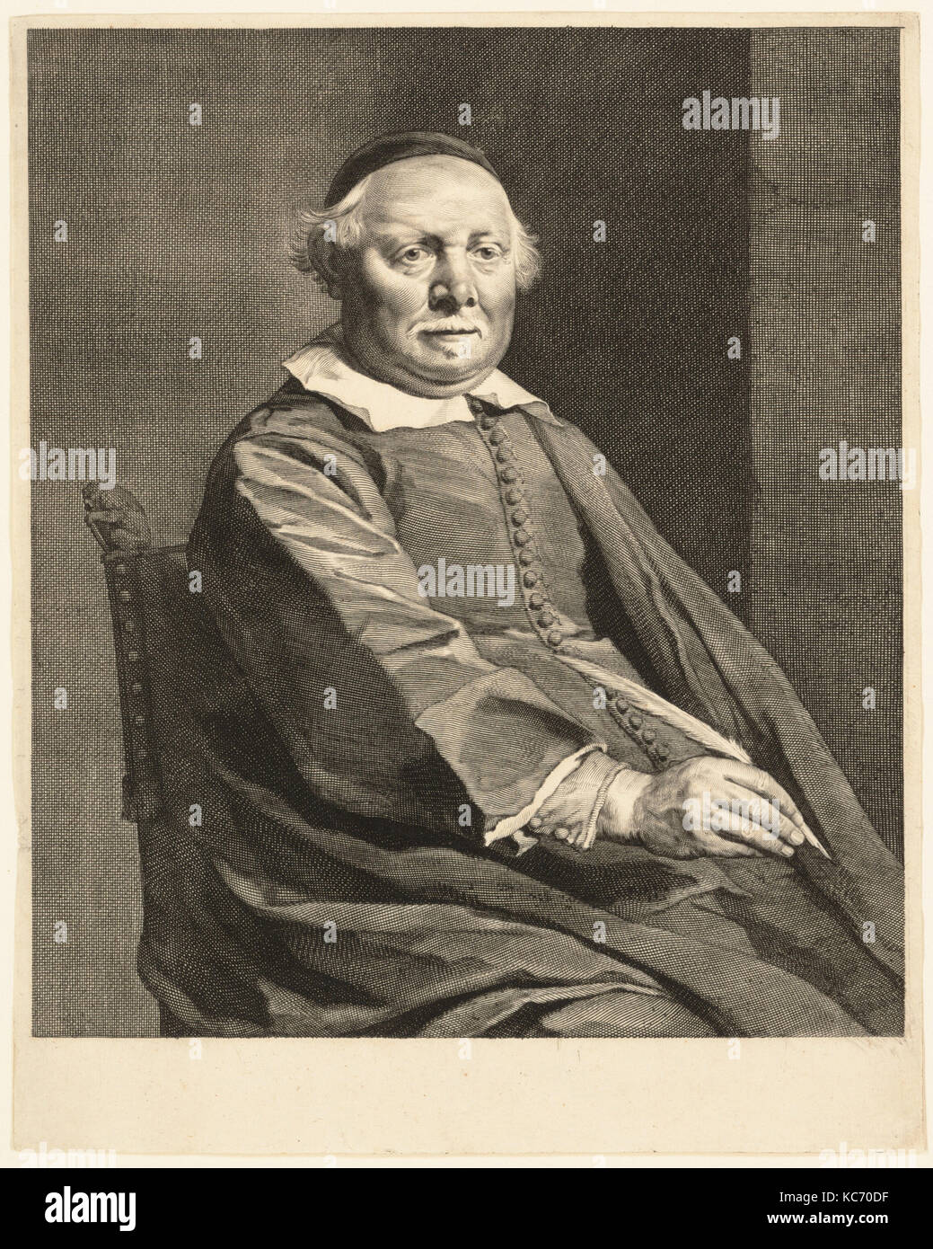 Portrait de van Coppenol Lievan, Cornelis Visscher, milieu du 17e siècle Banque D'Images