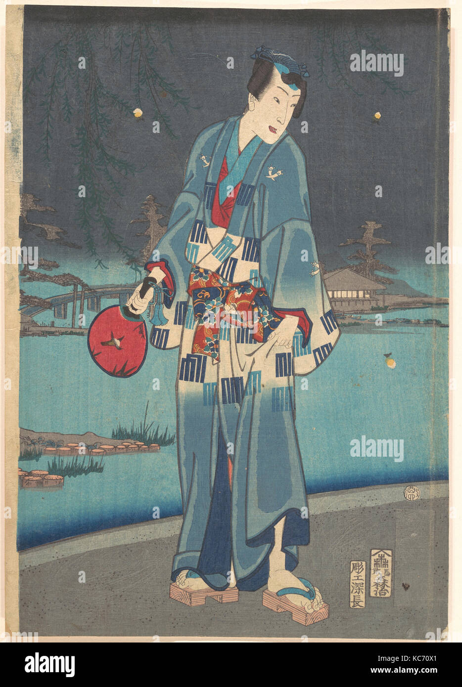 今様源氏紫絹蛍遊び, Genji moderne - Firefly Visualisation (Imayō genji shiken hotaru asobi), Toyohara Kunichika, 1861 Banque D'Images