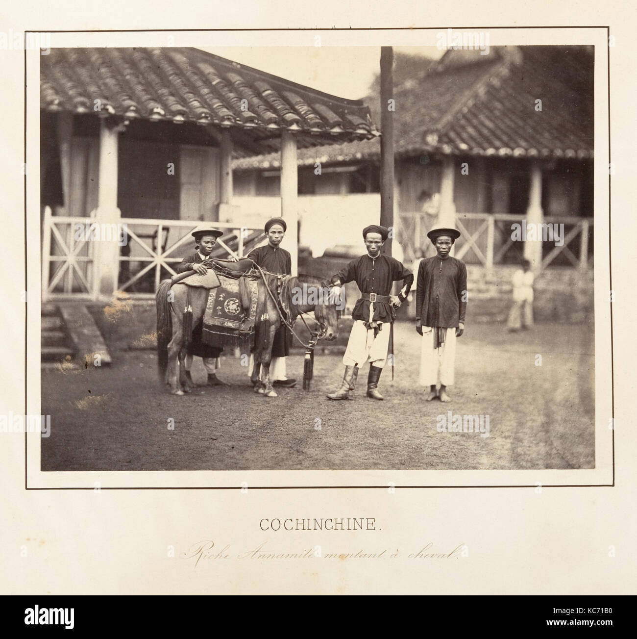Riche, montant à cheval, Annamite Cochinchine, Emile Gsell, 1866 Banque D'Images