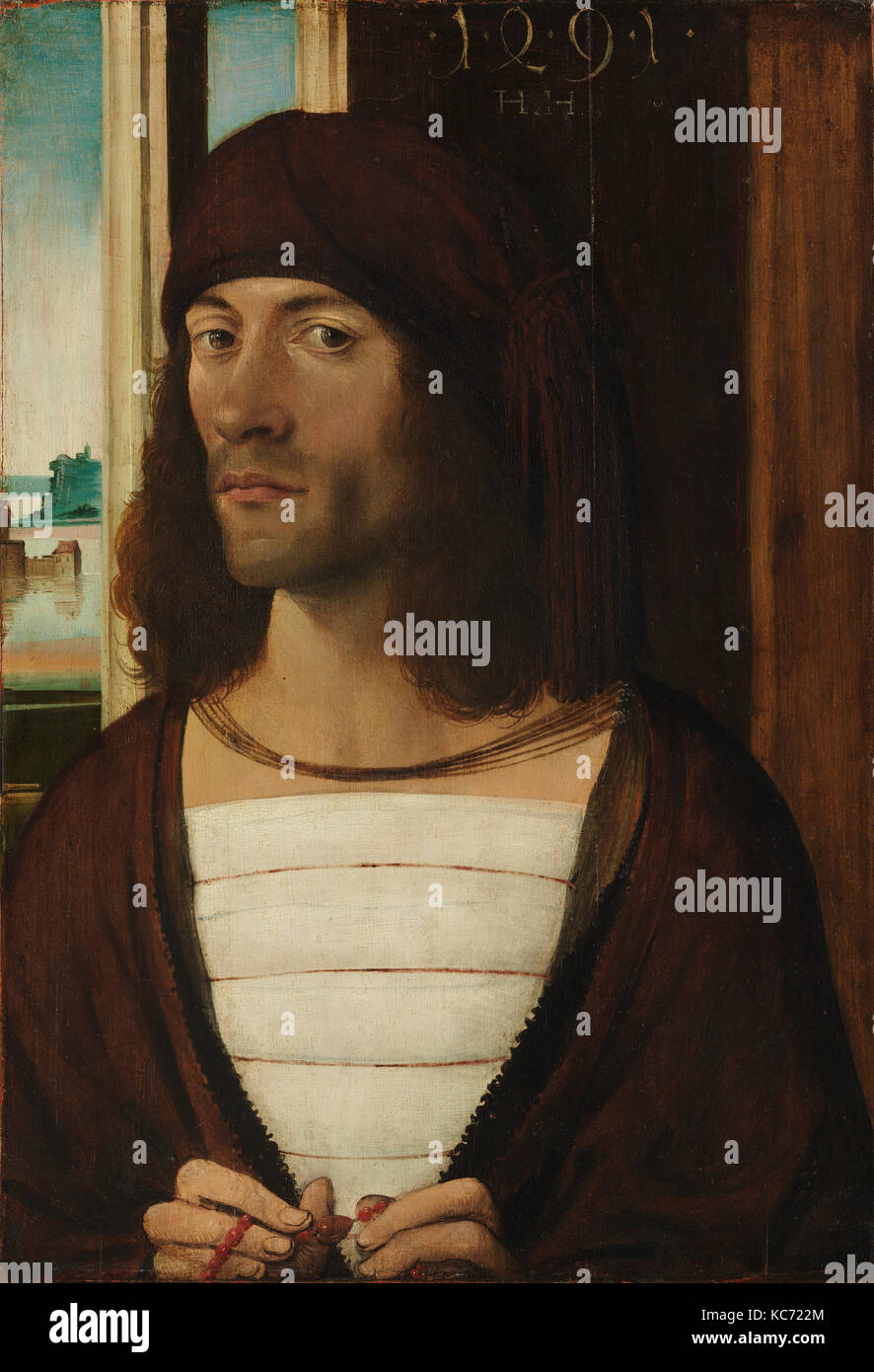 Portrait d'un homme, 1491, huile sur tilleul, 18 3/4 x 13 in. (47,6 x 33 cm), peintures, Allemand (Nuremberg) Peintre (fin du 15e siècle Banque D'Images