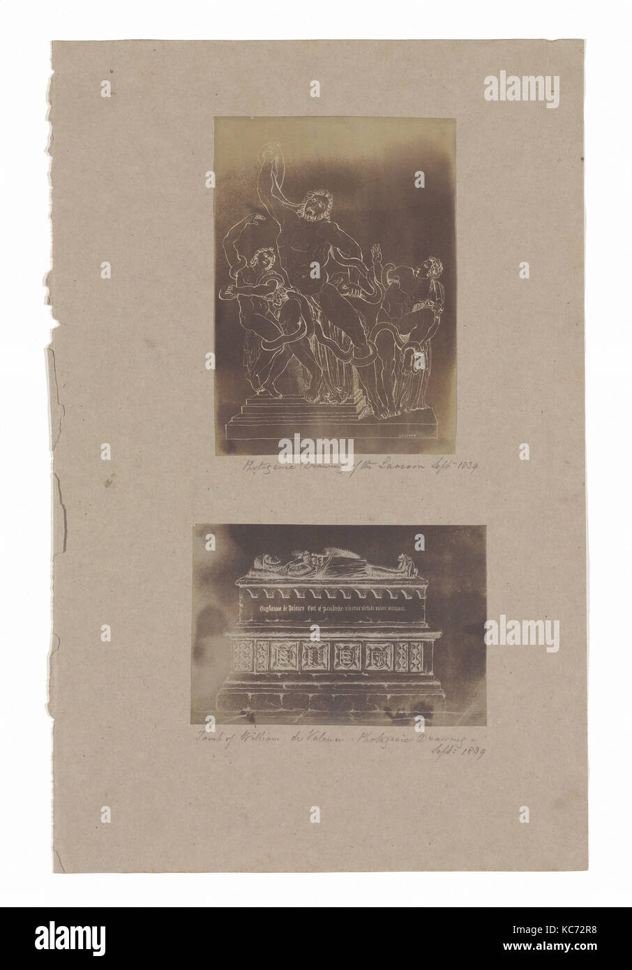 Dessin photogénique du Laocoon, septembre 1839 ; tombe de Guillaume de Valence, l'inconnu, 1839 Banque D'Images