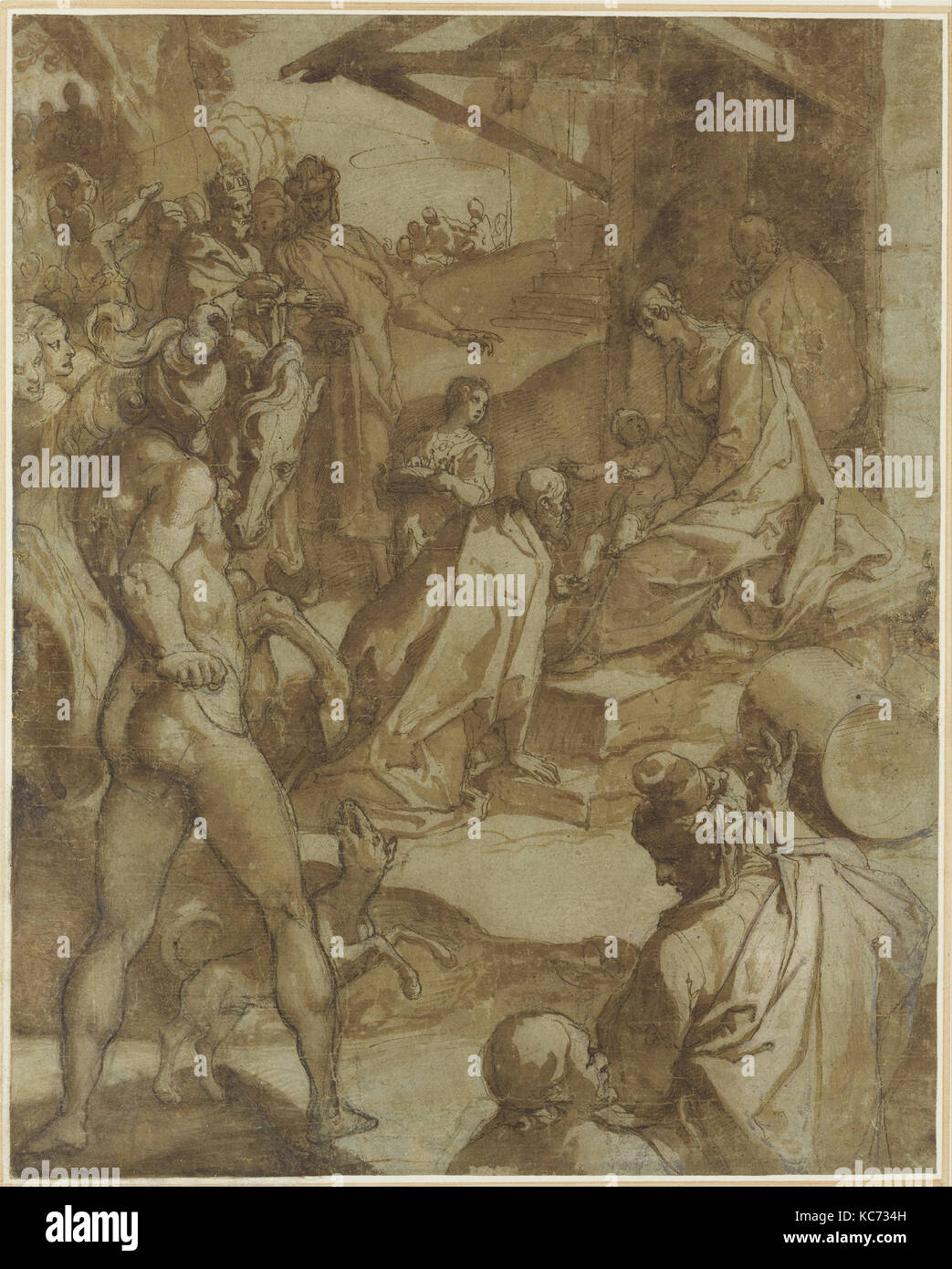 L'Adoration des Mages, Raffaellino da Reggio, 1550-78 Banque D'Images