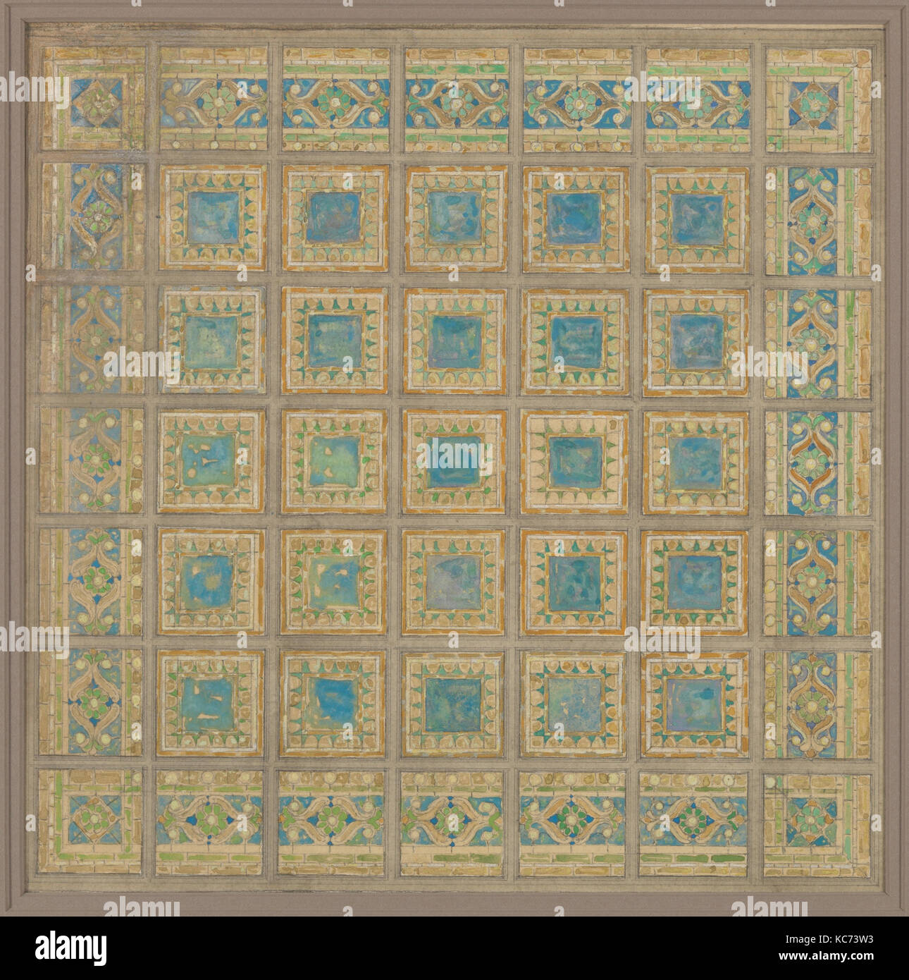 Pour la conception du panneau de mosaïque carré, Tiffany Studios, 1902-32 Banque D'Images