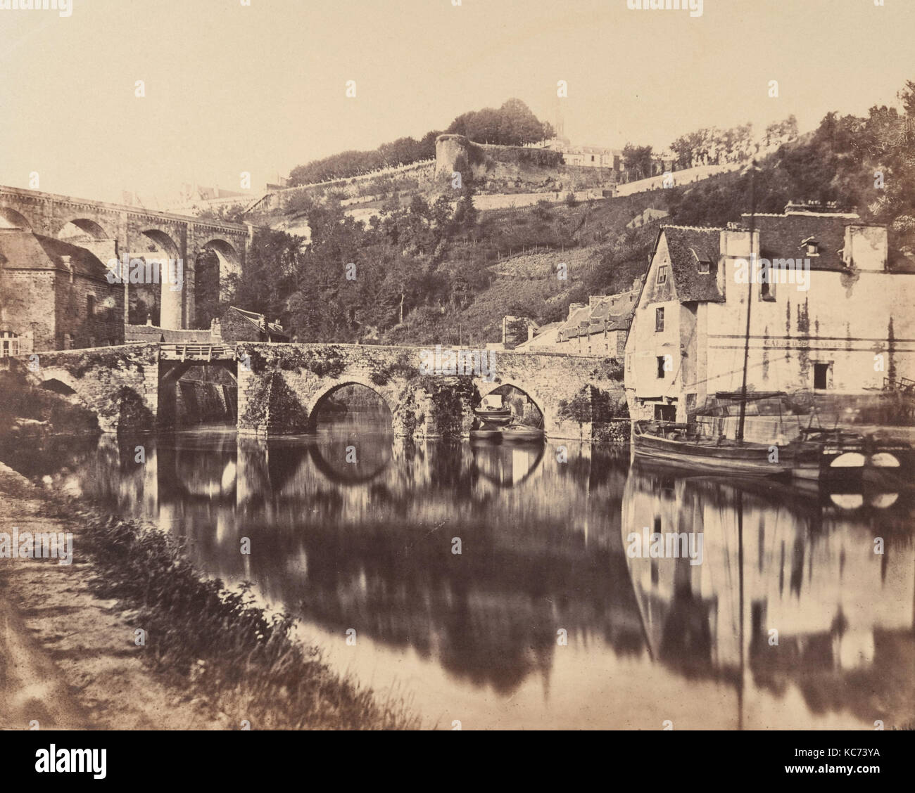 Port De Dinan, en Bretagne, en 1856, à l'albumine argentique, Photos, W.A. Mansell (British Banque D'Images