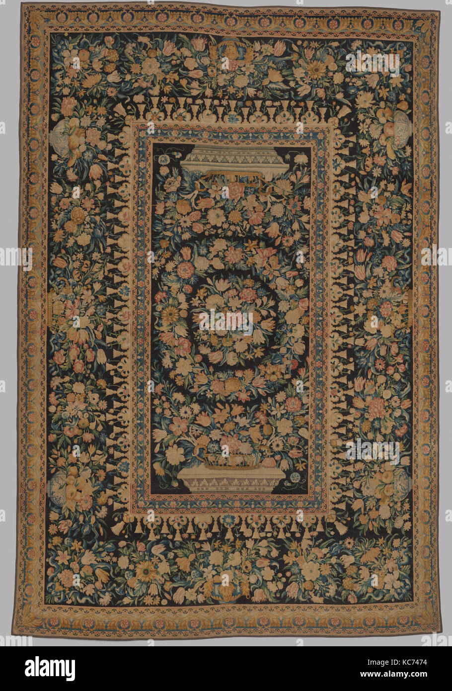 Tapis (tapis), milieu du 17e siècle, le français, Paris, couper et noué Ghiordès (tas de laine (noeud) tissé d'environ 44 noeuds par sq Banque D'Images
