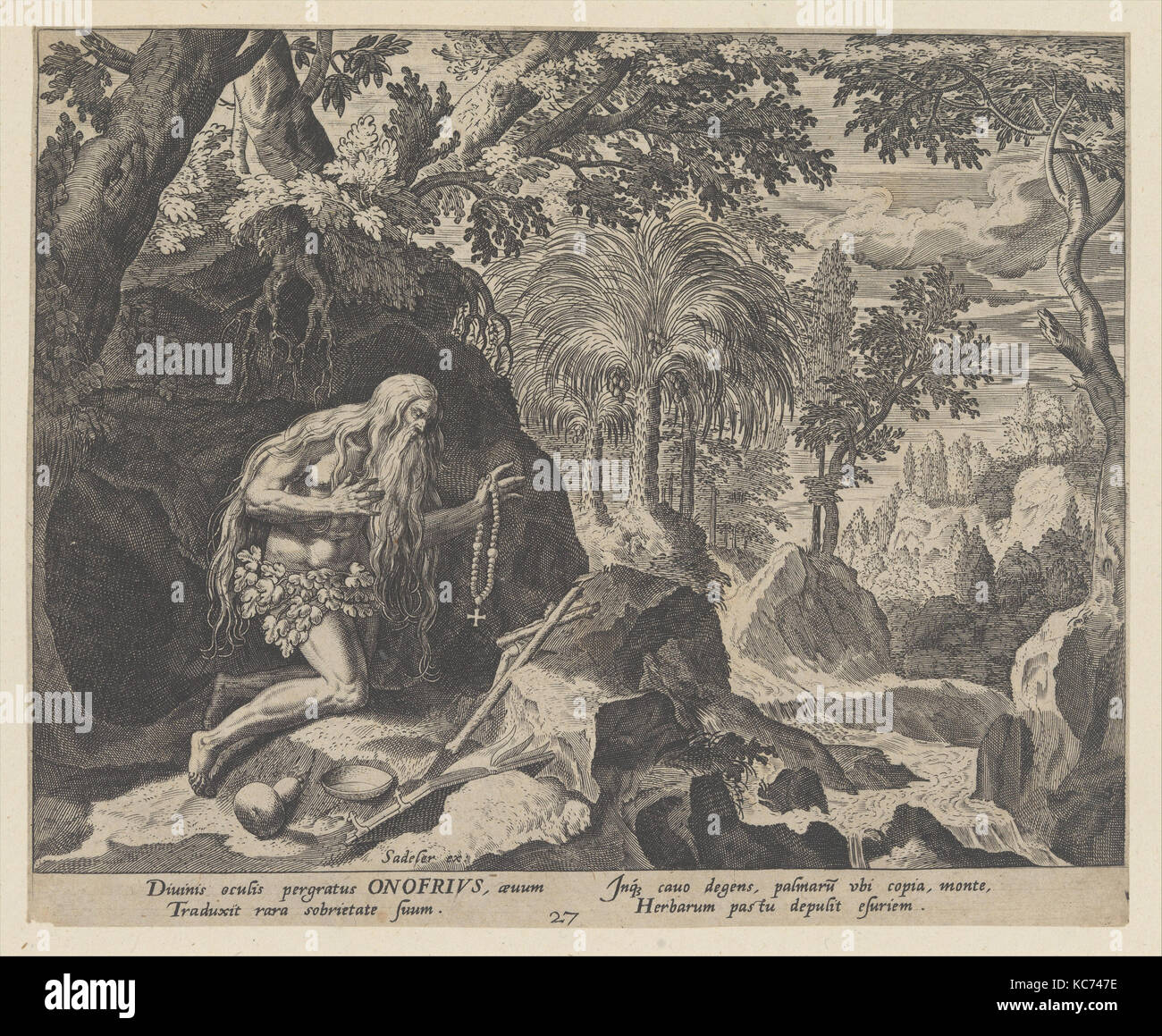 Onofrius, de la série Solitudo Sive Vitae Patrum, Eremicolarum Johann Sadeler I, 1585-86 Banque D'Images