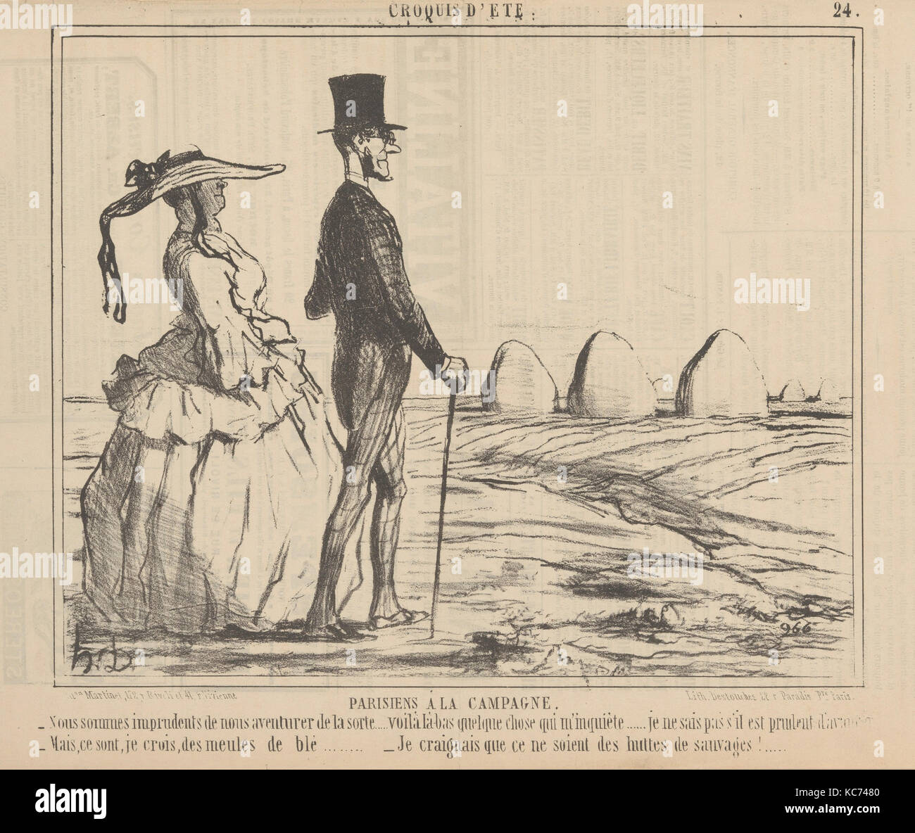 Un croquis d'été : les parisiens à la campagne, Honoré Daumier, 1857 Banque D'Images