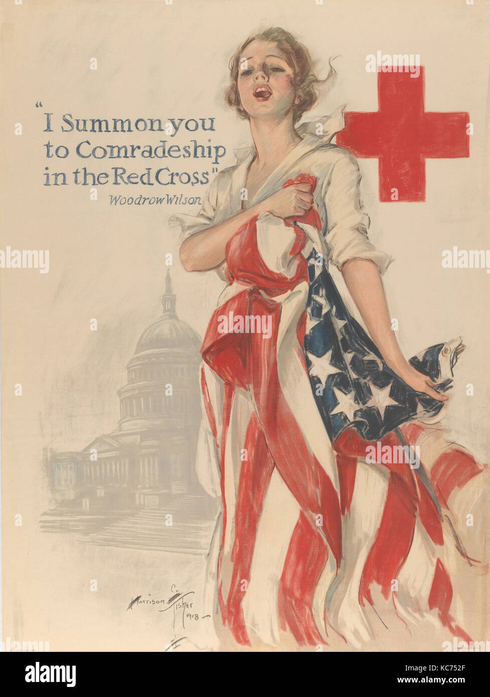Je vous convoquer à la camaraderie dans la Croix-rouge, Harrison Fisher, 1918 Banque D'Images